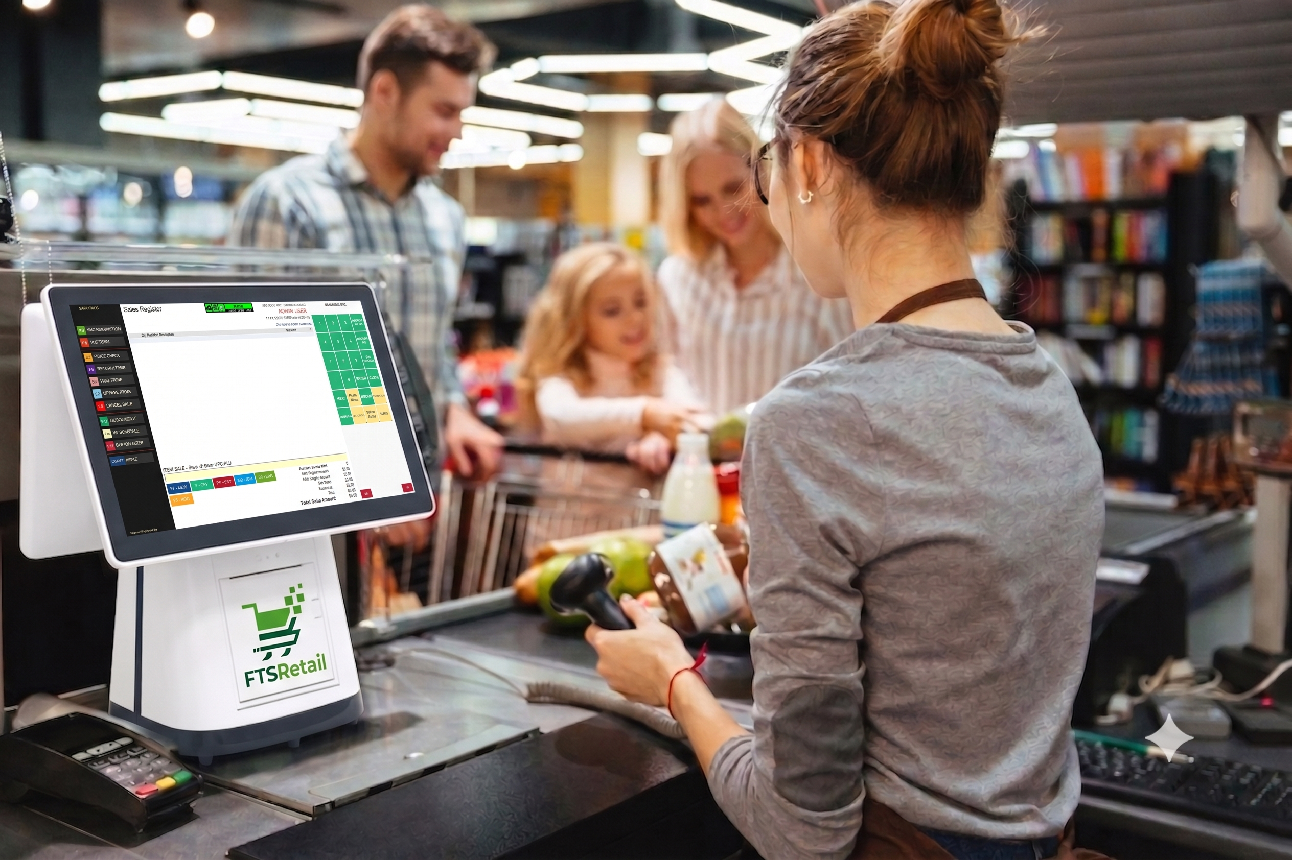 Retail team evaluating store software and operations