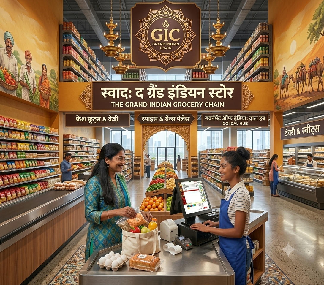 Modern grocery supermarket with POS system