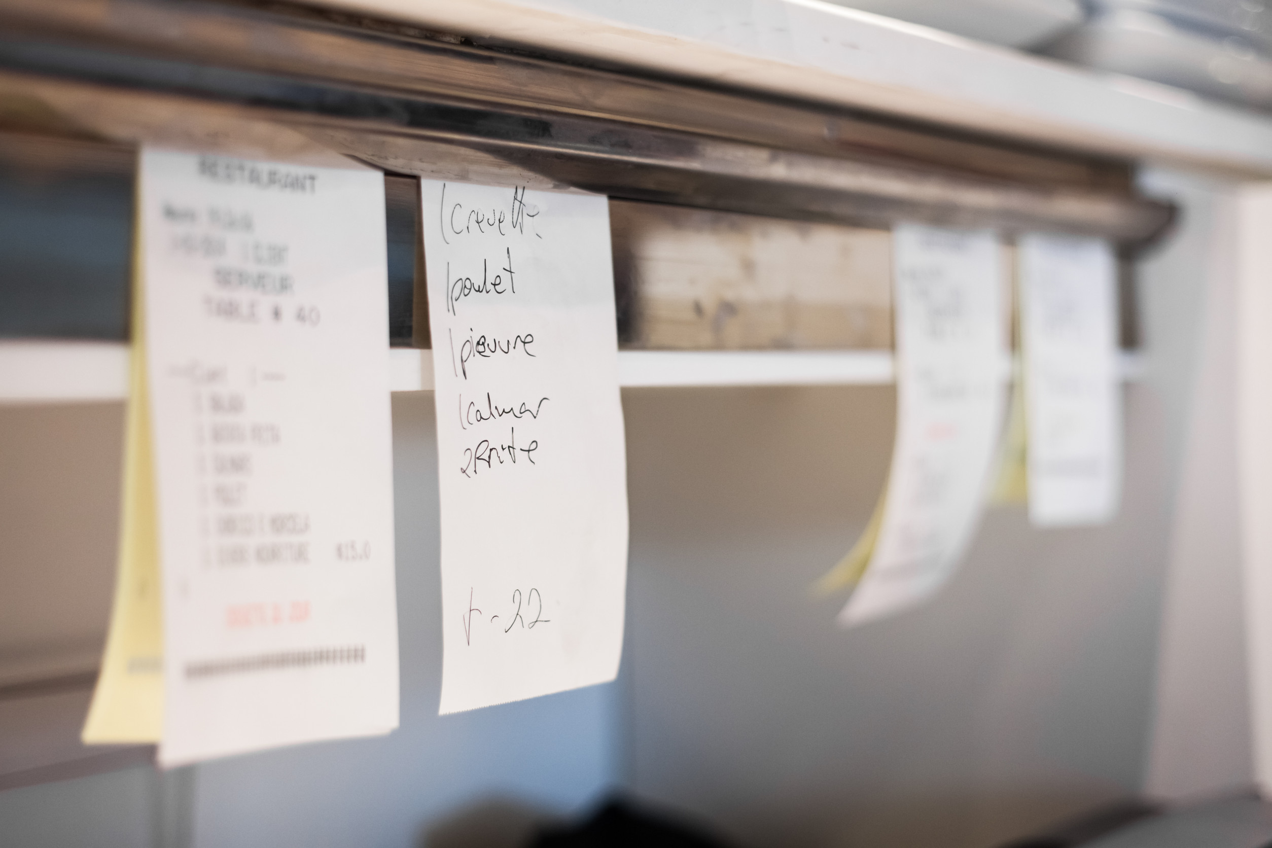 Orders in a restaurant Kitchen